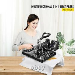 5 in 1 Heat Press 12x15 Machine Digital Transfer Sublimation T-Shirt Mug Hat