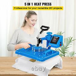 5 in 1 Heat Press 12x15 Sublimation Swing Away Shoes/T-Shirt/Plate/Hat/Mug