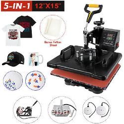 5 in 1 Heat Press Machine 12 x 15 inch Swing Away Transfer Combo T Shirt Mug Ha