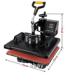 5 in 1 Heat Press Machine 12 x 15 inch Swing Away Transfer Combo T Shirt Mug Ha