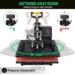 5 in 1 Heat Press Machine 12x15 inch 360-Degree Swing Away Digital T Shirt Pr