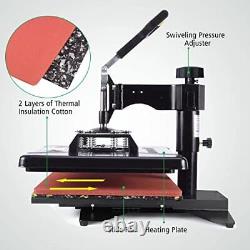 5 in 1 Heat Press Machine 12x15 inch 360-Degree Swing Away Digital T Shirt Pr