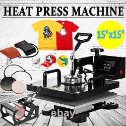 5 in 1 Heat Press Machine 15x15 Swing Away Printing Sublimation Tshirt Mug Hat