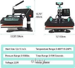 5 in 1 Heat Press Machine Digital Transfer Sublimation 29×38cm T-shirt Printing