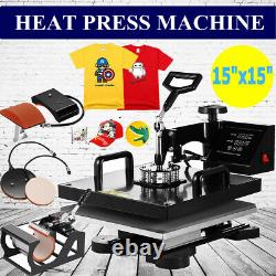 5 in 1 Heat Press Machine Digital Transfer Sublimation T-Shirt Hat 15x15