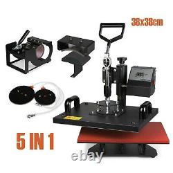 5 in 1 Heat Press Machine Digital Transfer Sublimation T-Shirt Hat 15x15