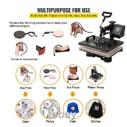 5 in 1 Heat Press Machine Digital Transfer Sublimation T-Shirt Mug Hat Cap Plate