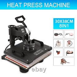 5 in 1 Heat Press Machine Digital Transfer Sublimation T-Shirt Mug Hat Cap Plate