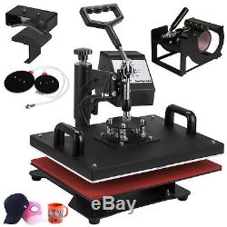 5 in 1 Heat Press Machine Digital Transfer Sublimation T-Shirt Mug Hat Plate Cap