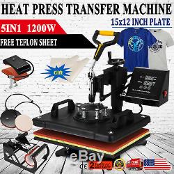 5 in 1 Heat Press Machine For T-Shirts 12x15 Combo Kit Sublimation Swing away