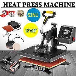5 in 1 Heat Press Machine Swing Away Digital Sublimation T-Shirt /Mug/Plate USA