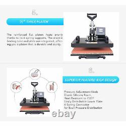 5-in-1 Heat Press Machine Swing Away Digital Transfer T-Shirt Mug Hat 12x15