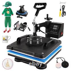 5 in 1 Heat Press Machine Swing Away Digital Transfer T-Shirt Mug Hat 15x15