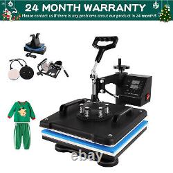 5 in 1 Heat Press Machine Swing Away Digital Transfer T-Shirt Mug Hat 15x15