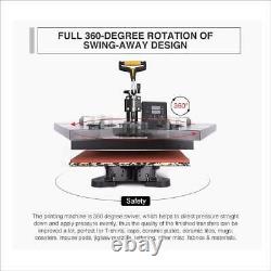 5 in 1 Heat Press Machine Swing Away T-Shirt Mug Hat 15x15 Digital Transfer