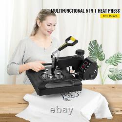 5 in 1 Heat Press Swing Away T-Shirt Mug Hat 12x15 Digital Transfer Machine