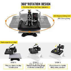 5 in 1 Heat Press Swing Away T-Shirt Mug Hat 12x15 Digital Transfer Machine