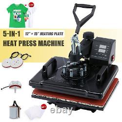 5-in-1 T Shirt Heat Press Machine 12x15 in Heat Pad for Shirts Cups Plates More