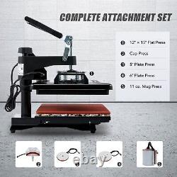 5-in-1 T Shirt Heat Press Machine 12x15 in Heat Pad for Shirts Cups Plates More