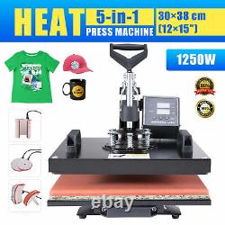5-in-1 T Shirt Heat Press Machine Professional 360 Swing-Away Press 12x15in