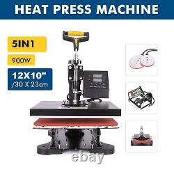 5 in 1 T Shirt Heat Press Machine for Mug Hat Plate Cap Mouse Pad 900W 12 x 10