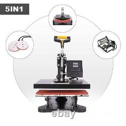 5 in 1 T Shirt Heat Press Machine for Mug Hat Plate Cap Mouse Pad 900W 12 x 10