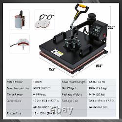 5 in 1 T Shirt Press Professional Swing-Away Heat Press Machine 1400W 15x15in