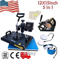 5in1 12x15 Heat Press Machine Swing Away Printing transfer for T-shirt Mug Cup