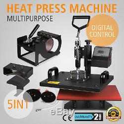 5in1 Digital Transfer Sublimation Heat Press Machine T-Shirt Mug Plate 15X12