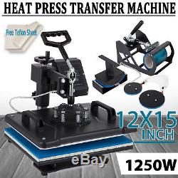 5in1 Heat Press Machine 360 Swing Away Digital Sublimation T-shirt Hat Mug Plate
