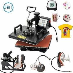 5in1 Heat Press Machine Digital Transfer Sublimation T-shirt Printer(EU Plug)