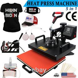 5in1 Heat Press Machine Digital Transfer Sublimation for Cap T-Shirt Mug 15x11