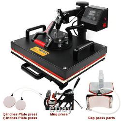 5in1 Heat Press Machine Digital Transfer Sublimation for Cap T-Shirt Mug 15x11