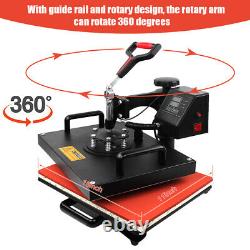 5in1 Heat Press Machine Digital Transfer Sublimation for Cap T-Shirt Mug 15x11