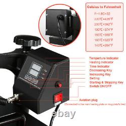 5in1 Heat Press Machine Digital Transfer Sublimation for Cap T-Shirt Mug 15x11