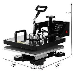 5in 1 Digital Heat Press Transfer Machine T-Shirt Mug Sublimation Printer 15X15