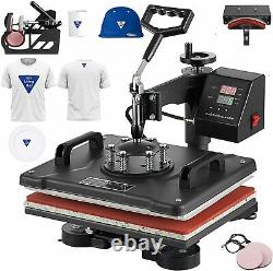 5in 1 Heat Press Machine 360 Swing Away T-Shirt Mug Hat 15x12 Digital Transfer