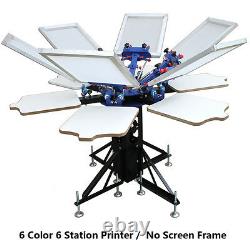 6 Color Screen Printing Press Printer Machine Equipment 6 Station DIY T-shirt