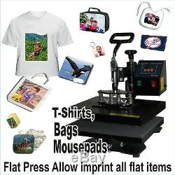 6 in1 HEAT PRESS TRANSFER 15X15 PLATE T-SHIRT HAT MUG PRINTER SUBLIMATION KIT