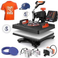 6 in 1 Heat Press Machine 12''×15'' Sublimation Transfer T-Shirt Mug Plate Hat