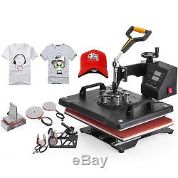 6 in 1 Heat Press Machine Digital Transfer Sublimation T-Shirt Mug Hat 12x15