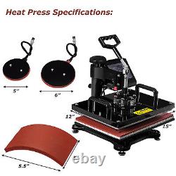 6 in 1 Heat Press Machine Digital Transfer Sublimation T-Shirt Mug Hat Plate