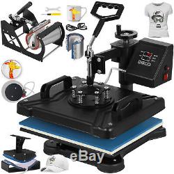 6 in 1 Heat Press Machine Digital Transfer Sublimation T-Shirt Mug Hat Plate Cap