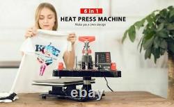 6 in 1 Heat Press Machine Swing Away Digital Sublimation T-shirt Mug Plate Hat