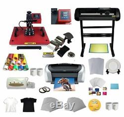 6in1 Heat Press Transfer Machine Vinyl Cutting Plotter Printer Paper T-shirts