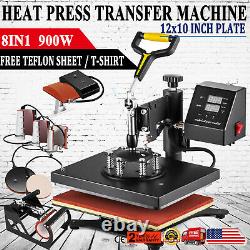 8IN1 Combo Heat Press Machine 12x10 Sublimation Transfer T-Shirt Mug Plate Hat