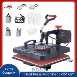 8IN1 Combo Heat Press Machine 15x15 Sublimation Transfer T-Shirt Preenex