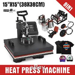 8IN1 Combo T-Shirt Heat Press Transfer 15x15 Mug Plate DIY Printer Swing Away