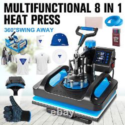 8IN1 Heat Press Machine 15x15 Sublimation Transfer T-Shirt Mug Plate Hat Blue