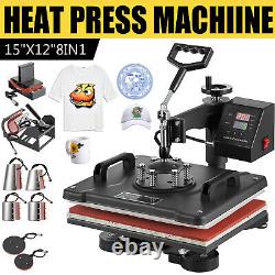 8IN 1 Digital Heat Press Machine Swing Away Sublimation T-Shirt/Mug/Plate/Hat US